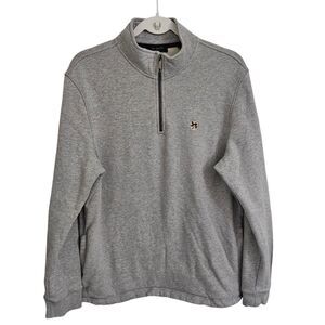 Ted Baker Kilbrn Sweater Mens Large (4) Gray High Neck 1/4 Zip Outdoor Cotton